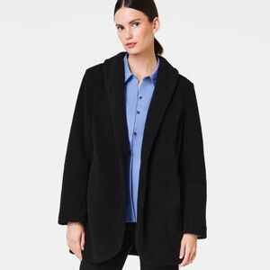 NWT Spanx Fleece Shawl Jacket In Black Size Small